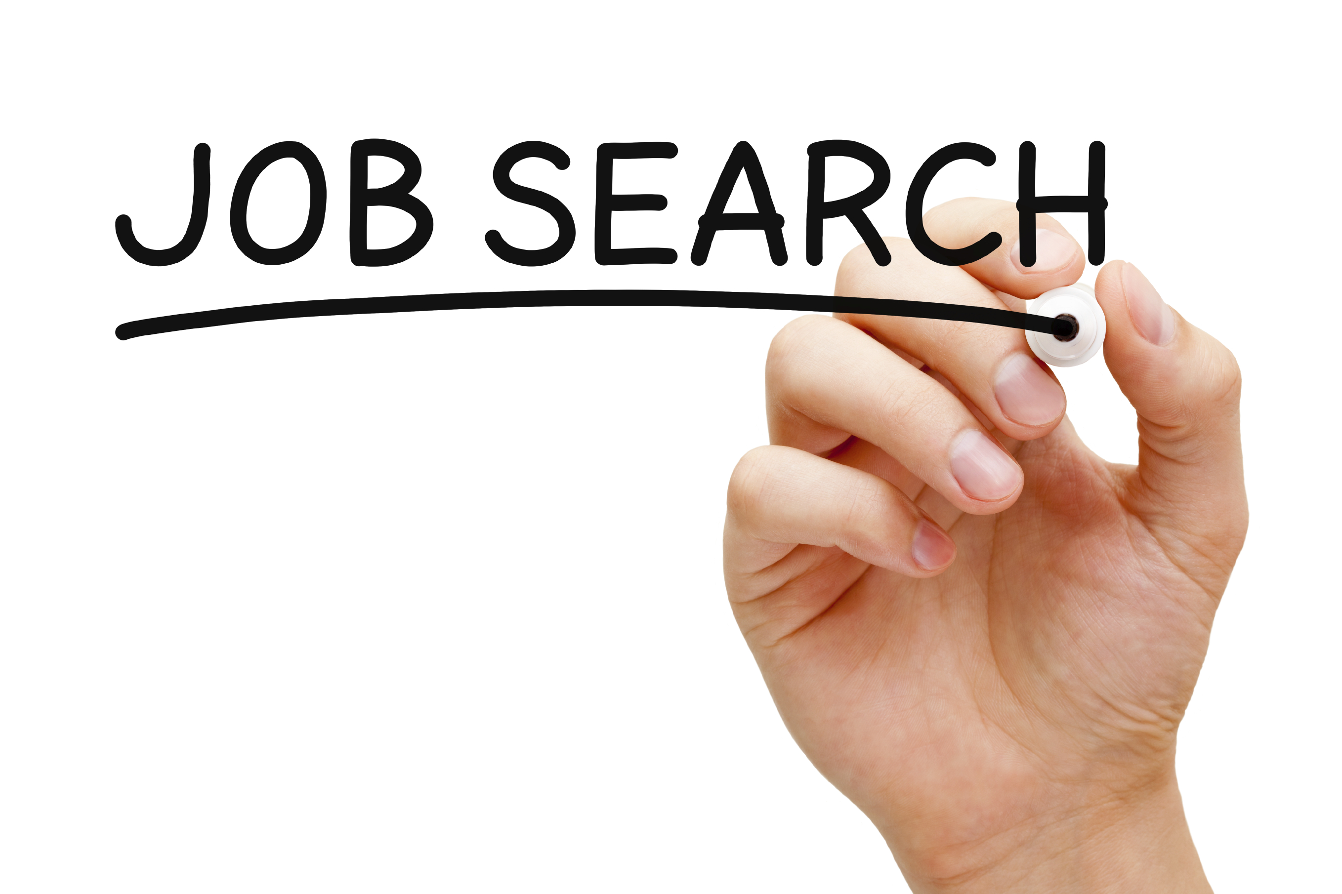 job search graphic - image of hand writing with marker